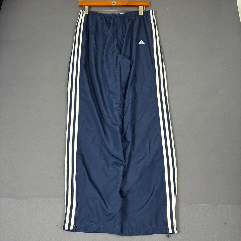 Y2K VTG Adidas Baggy Navy Blue Track Pants Men's Size Small - Picture 2 of 7